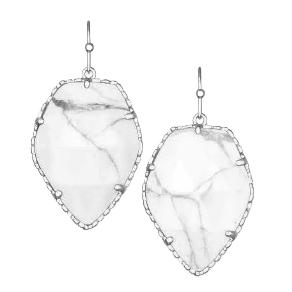 Kendra Scott • Corley Earrings • Silver Tone White Howlite • With Bag & Box